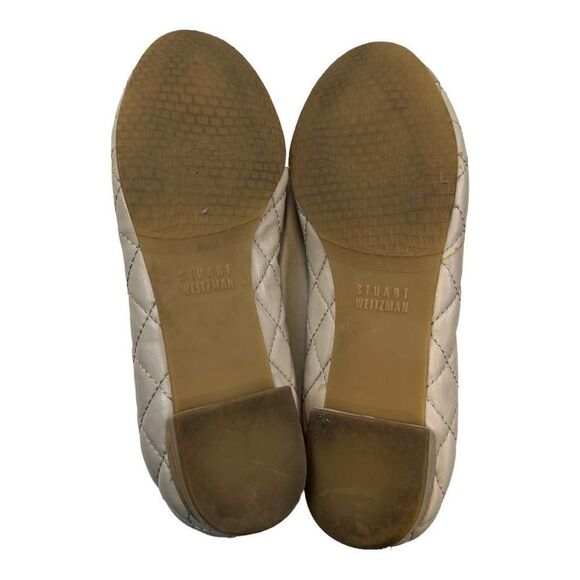 Stuart Weitzman Women's Leather Quilted Cap Toe Ballet Flats Shoes Nude Size 5M - Picture 6 of 7